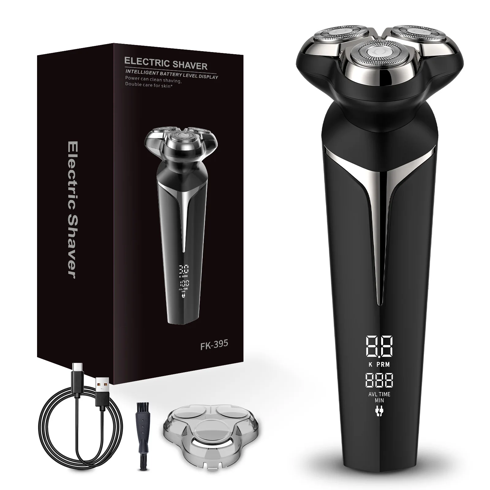 

USB Мужская электробритва с магнитным креплением, три режущие головки, полностью моющаяся, цифровой дисплей, быстрая зарядка