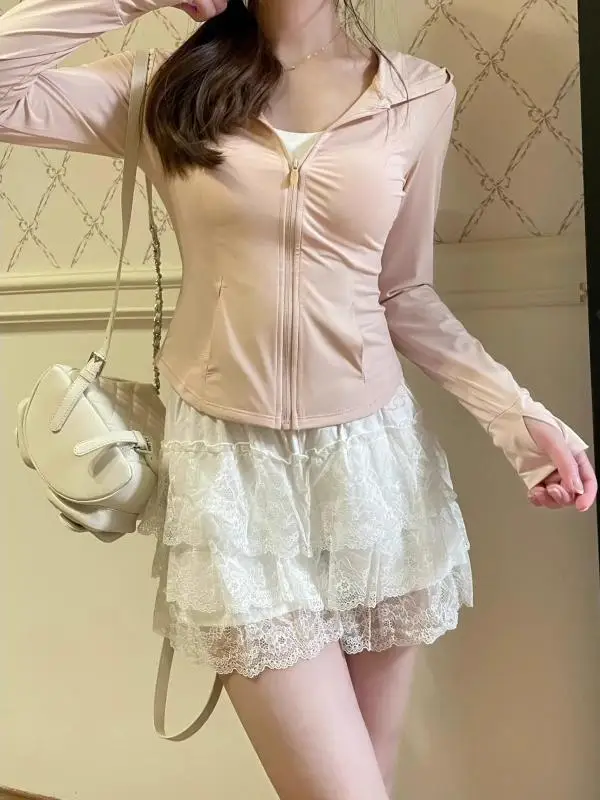 

Pink Ice Silk UV Protection Clothing Women's Summer New Lightweight Yoga Top Slim Fit Outerwear Breathable Sunscreen Coat