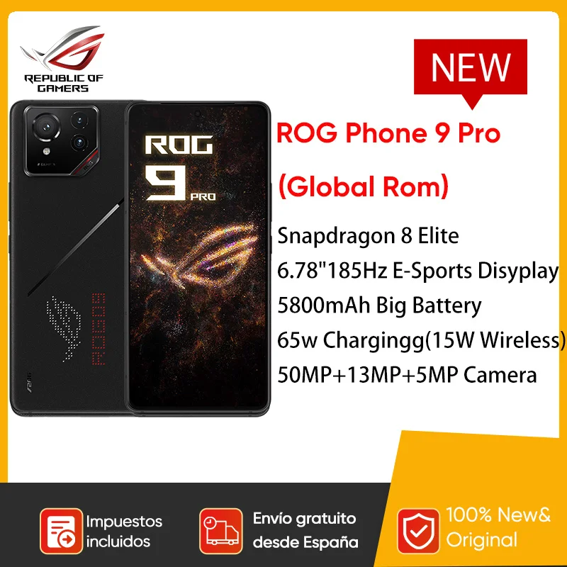 ASUS ROG Phone 9 Pro Snapdragon 8 Elite 6.78'' 185Hz E-Sports Display 50MP Camera 5800mAh Battery 512GB/1TB Global Rom