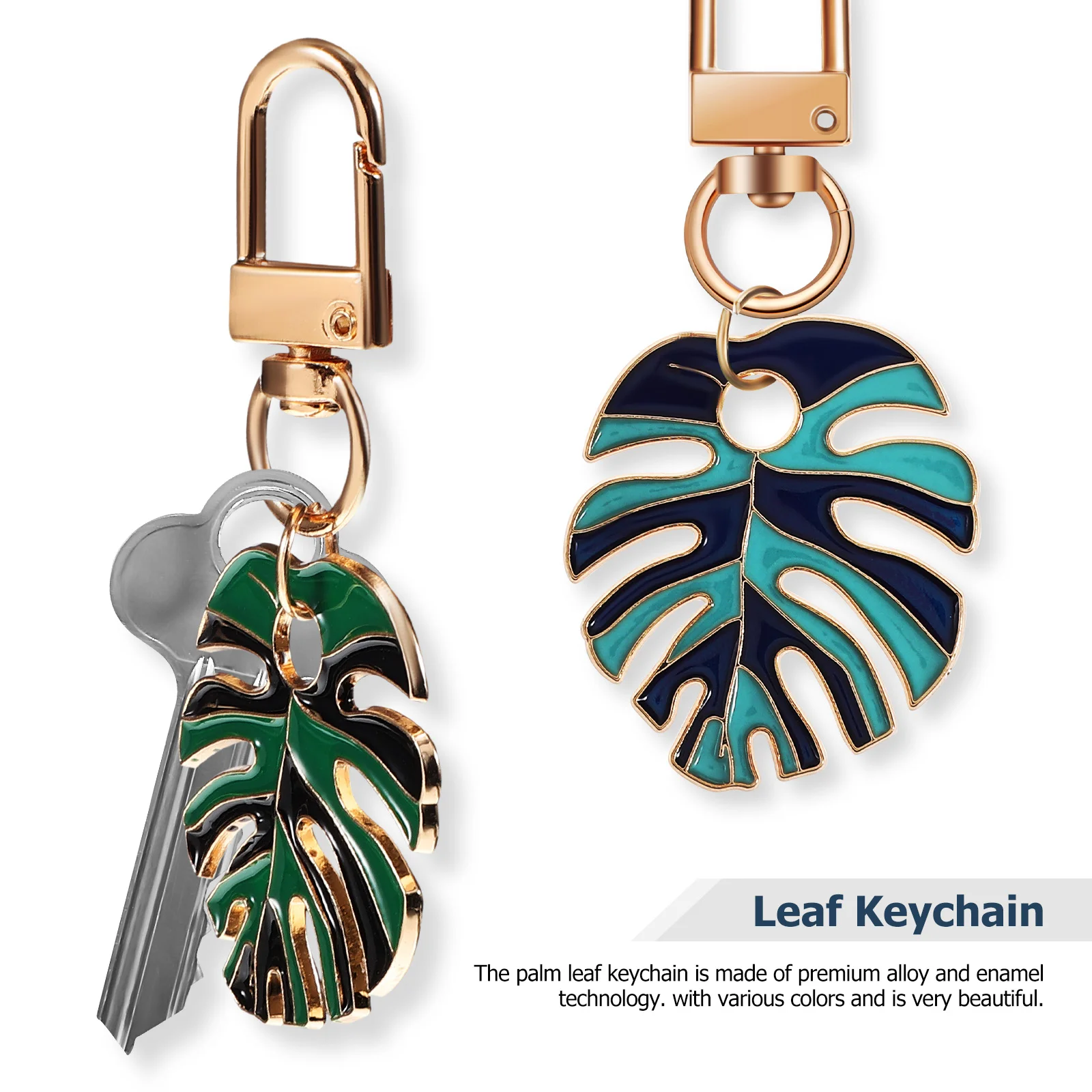 5 Pcs Plant Leaf Key Ring Locket Monstera Leaves Palm Keychain Holder Alloy Fob Miss Keyrings