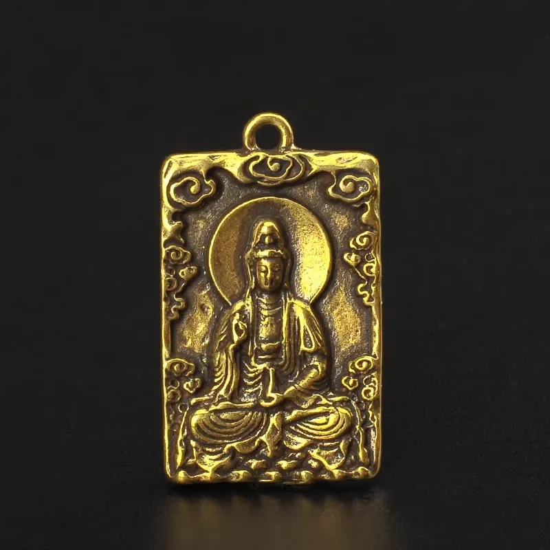 Solid Brass Guanyin Brand Pendant Bao Ping Creative Gift Handmade Keychain Pendant Car Trinkets  Vintage Home Decor