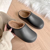 Women's Waterproof Winter Slippers Non Slip Plush Warm House Shoes Indoor Outdoor Soft Comfortable Lined Couple Shoes