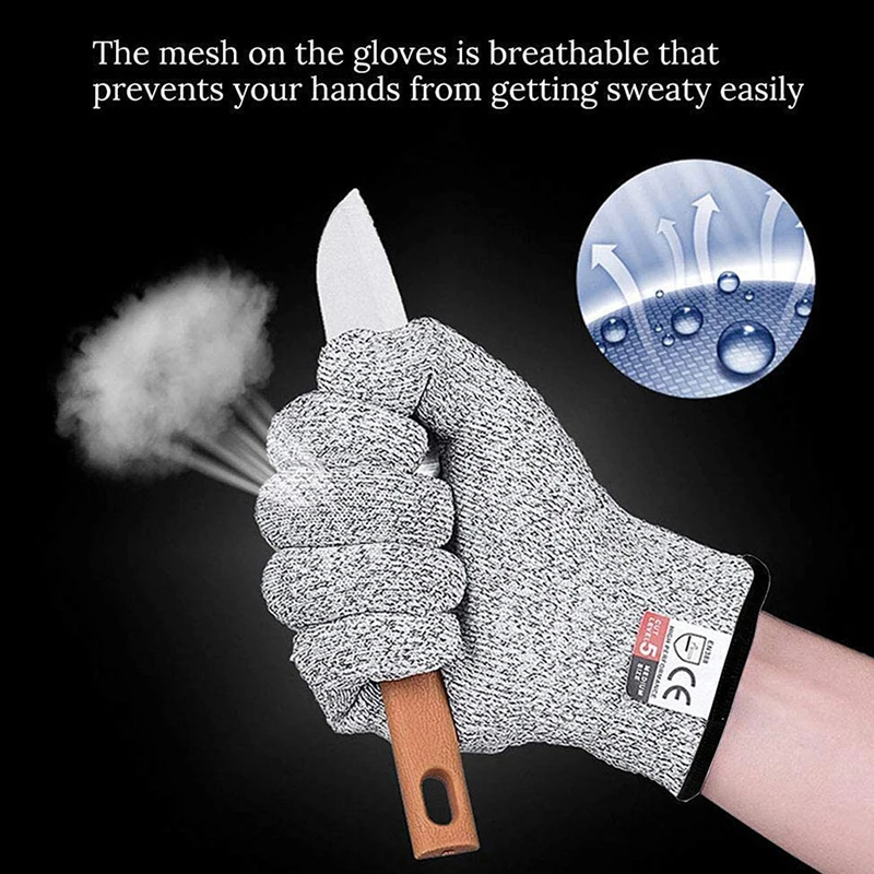 New Anti- Anti-cut Glass Cutting Gloves HPPE Level 5 Safety Anti Cut Gloves High-strength Industry Gardening Multi-Purpose