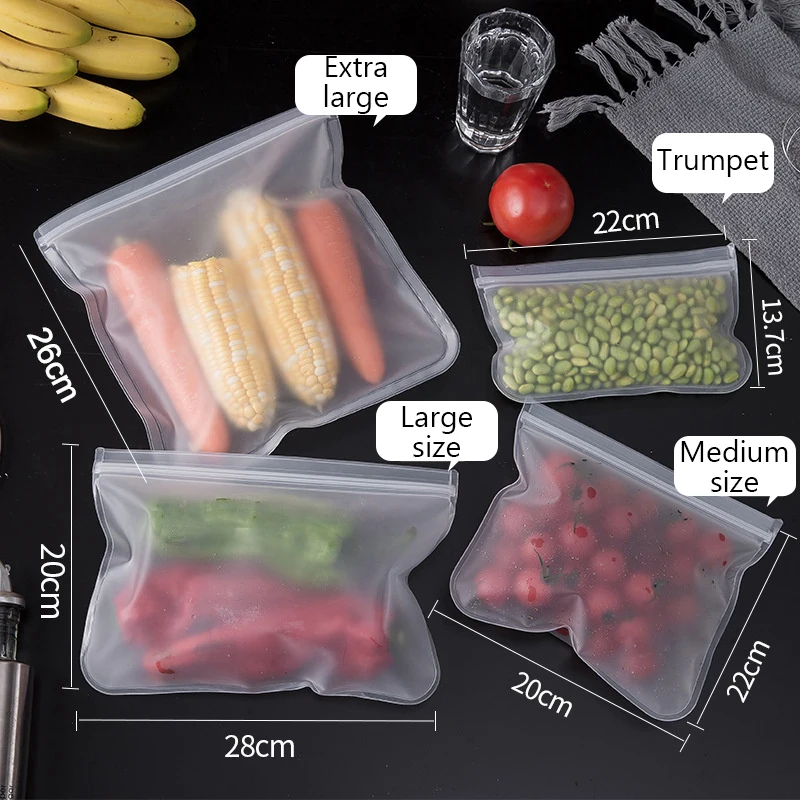 Silicone Food Storage Bag Reusable Stand Up Zip Shut Bag Leakproof Containers Fresh Bag Food Storage Bag Fresh Wrap Ziplock Bag