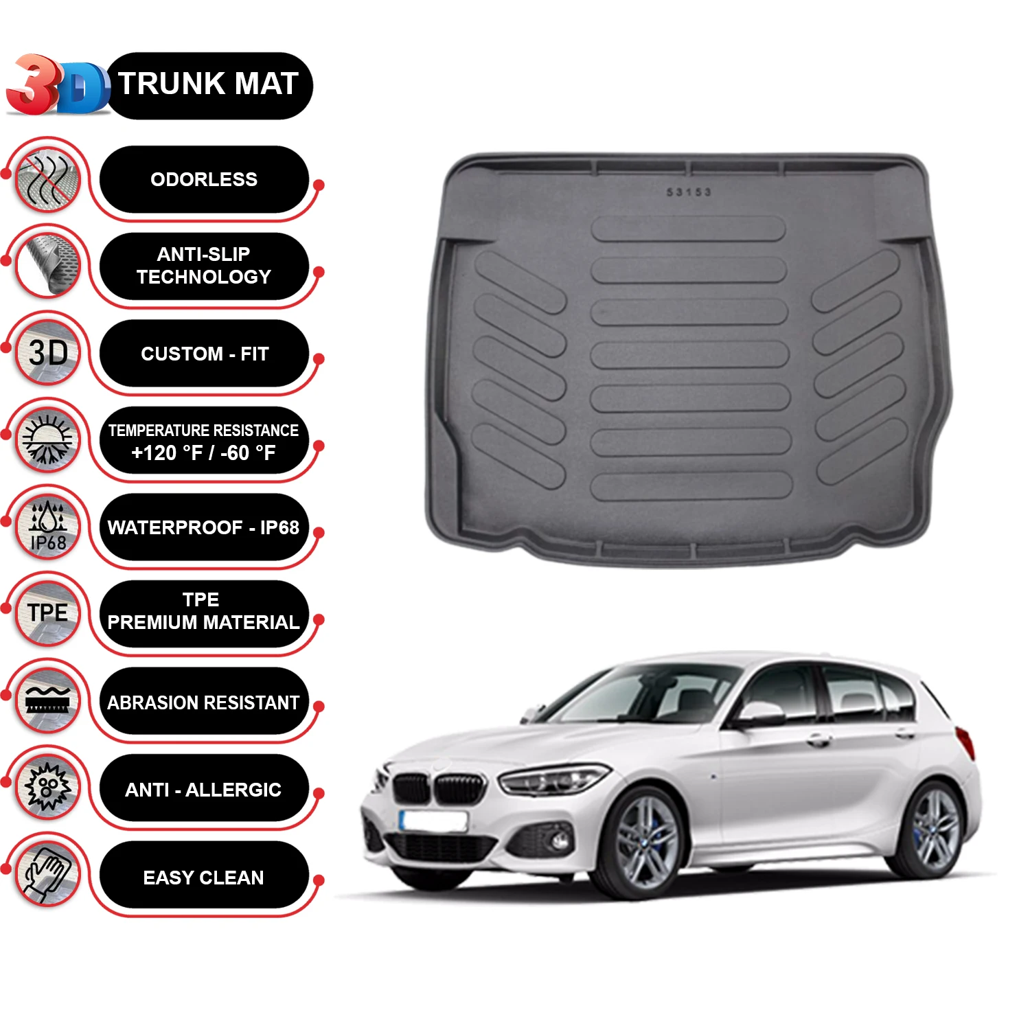 BMW 1 F20 2011-2019 Cargo Liner Rear Trunk Floor Mat