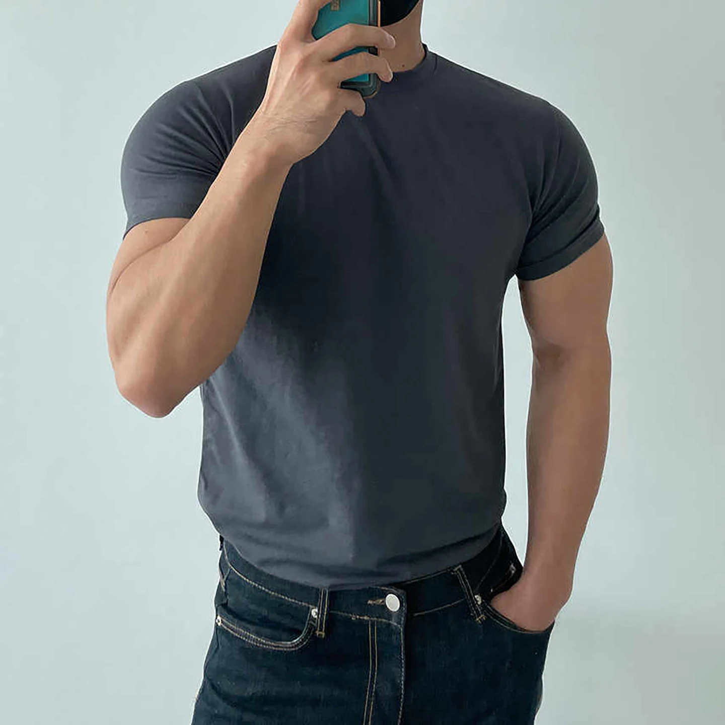 

Men's Fitn T-irt Qui Dry ort Sve Pure Cotton Breathable Sportswear Comfortable round Ne Top for Summer