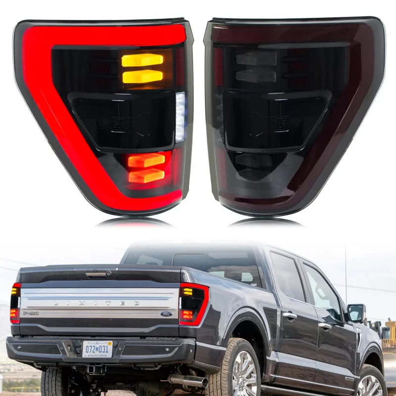 

Для Ford F150 21-23 светодиодные задние фонари в сборе с анимацией запуска, сменным дизайном, автомобильные аксессуары