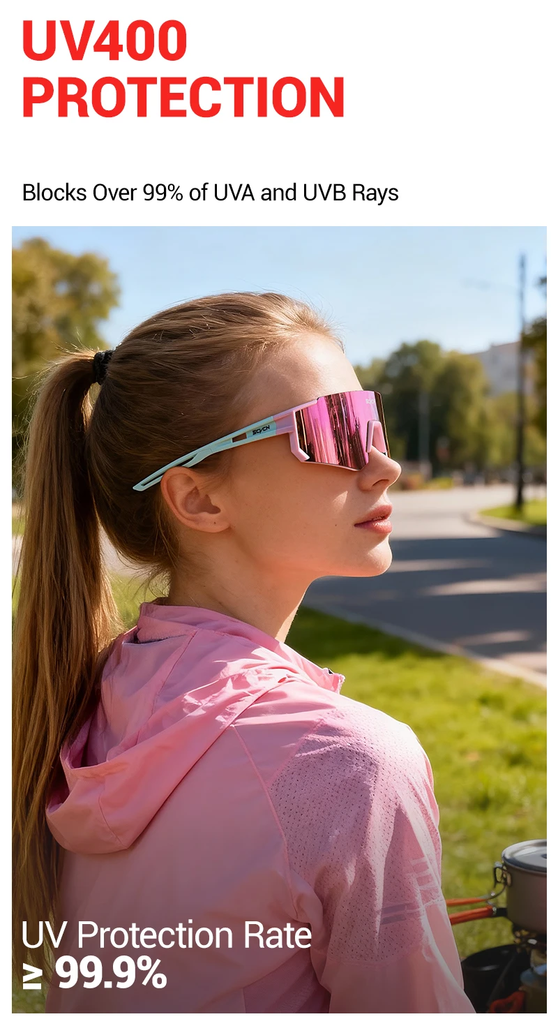 SCVCN Süße Rosa Fahrradbrille, Fahrrad-Fotozubehör, Golf-Okulare, Camping-Sonnenbrille, UV400 Outdoor-Sportausrüstung – Detail 7