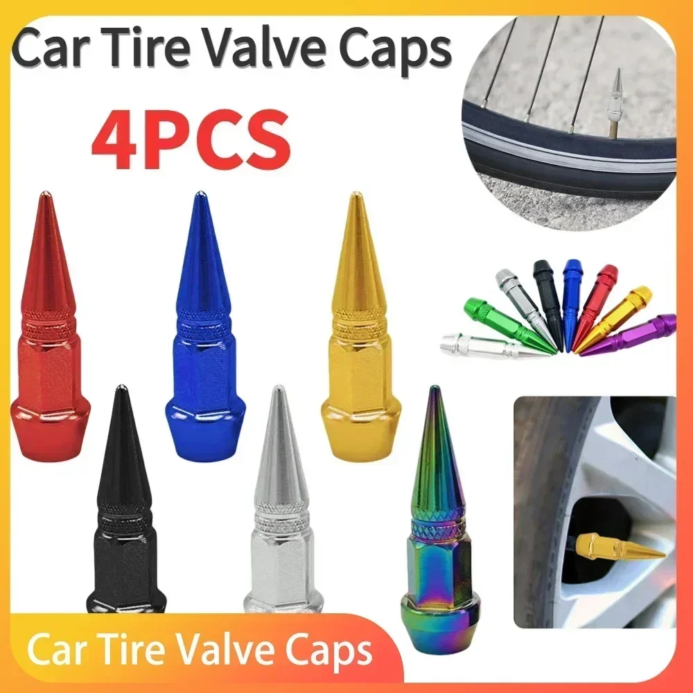 4PCS Car Styling Accessories Alloy Aluminum Tire Valve Caps For Car Bike Motorcycle Valve Stem Covers Wheel Air Protection Cap