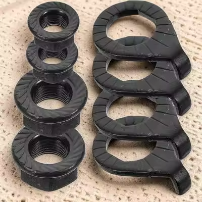 1Set Bike Wheel Axle Nuts Durable Hanger Flange Nuts Protective Fixed Fastening Kit Front Rear Safety Bike Washers Kit