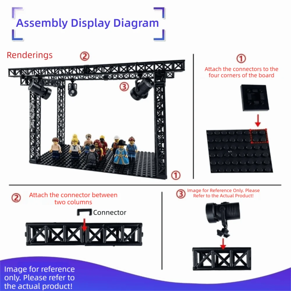 Colorful Spotlight Model Figurine Display Assembly Kit Black Framework Display Base Accessory Mini Stage Truss