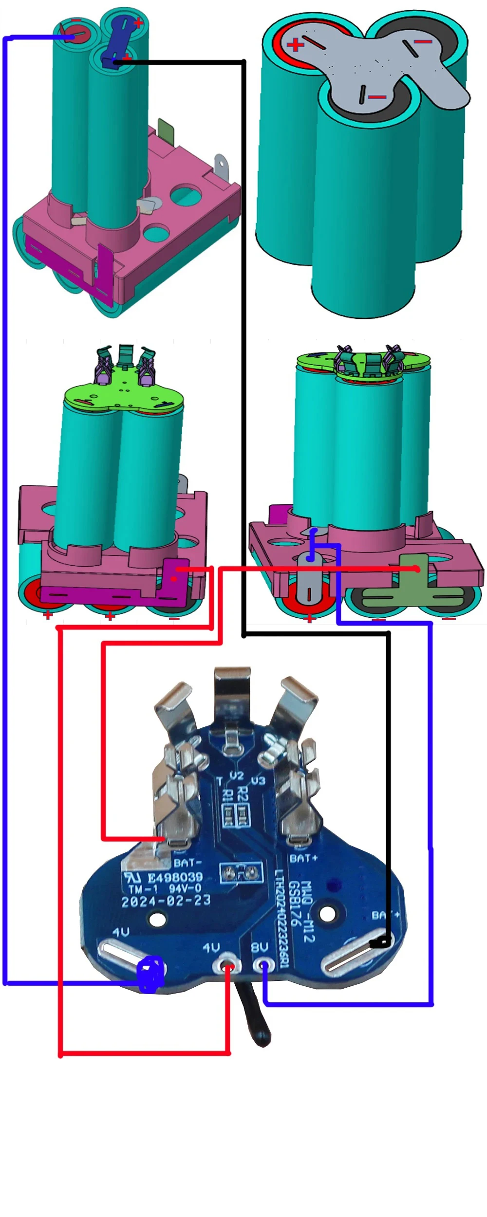حماية شحن البطارية PCB BMS لوحة دوائر كهربائية لميلووكي M12 12 فولت 1.3Ah 1.5Ah 2Ah 4Ah 48-11-2411 M`12 بطارية ليثيوم أيون