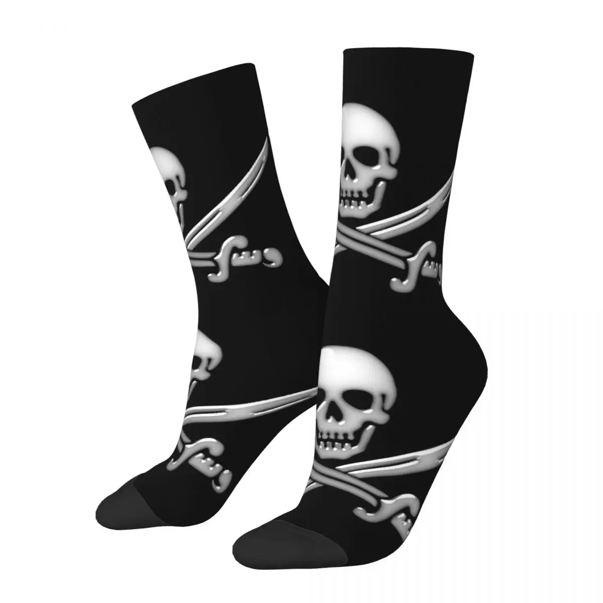 Glassy Pirate Skull & Sword Crossbones_70974887 Socks Male Mens Women Winter Stockings Polyester