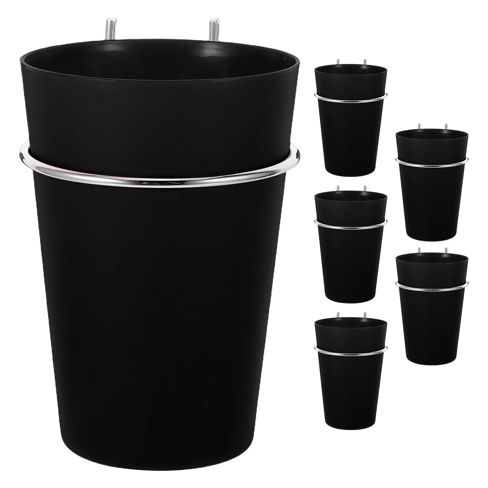 

6Pcs Round Pegboard Cups Organizer Plastic Storage Bins Holder Hooks Tool Holder Workspace Garage Display Accessories