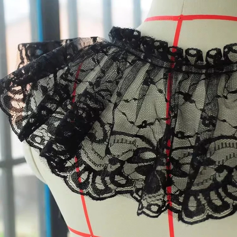 14cm wide high quality black jacquard fabric lace DIY banquet dress skirt sewing material Garment flared cuffs curtain brow trim