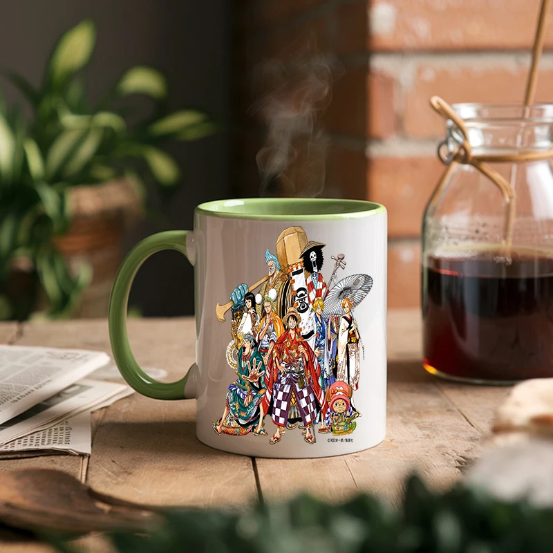 11oz anime uma peça chopper luffy dos desenhos animados criativo sanji brook bonito caneca de cerâmica kawaii escritório café leite xícara de chá presentes masculino