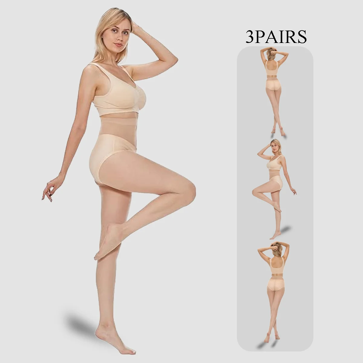Three-Pack Transparent Solid Color Ultra-Thin stocking summer Breathable Fashion Versatile Pantyhose