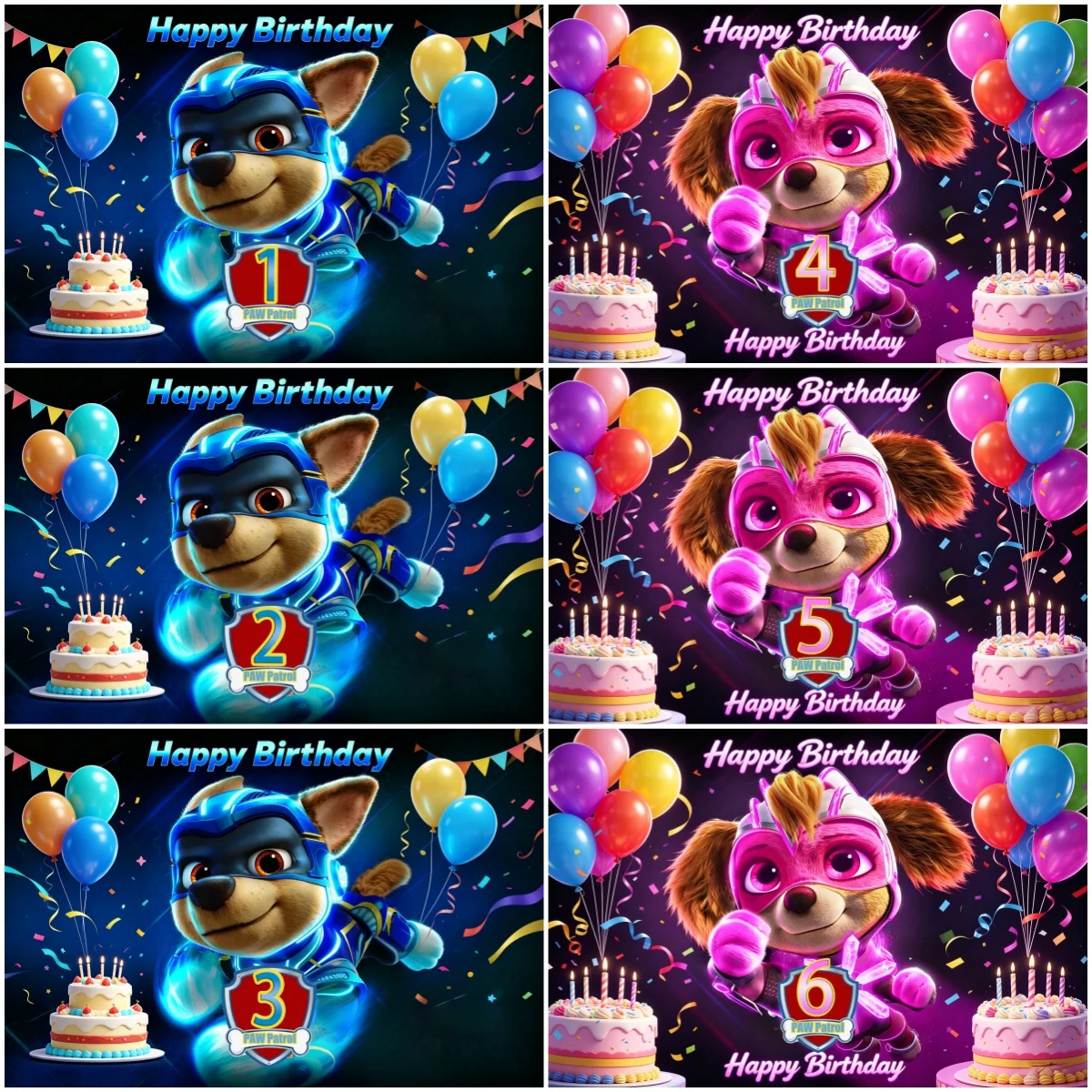 

Blue Pink PAW Patrol 1-15th Birthday Party Decoration Chase and Skye Puppy Dog Background Child Photography Supplies Boys Girls