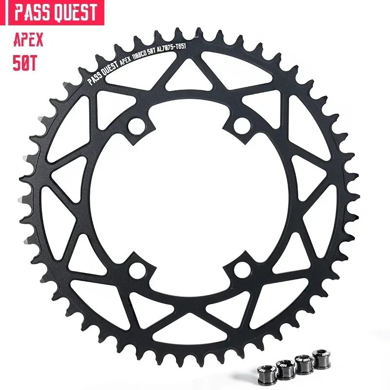 PASS QUEST 110BCD kettingblad voor Sram Apex kettingbladen racefiets 36/38/40/42/44/46/48/50/52T 110BCD Smalle Grove Kettingwiel