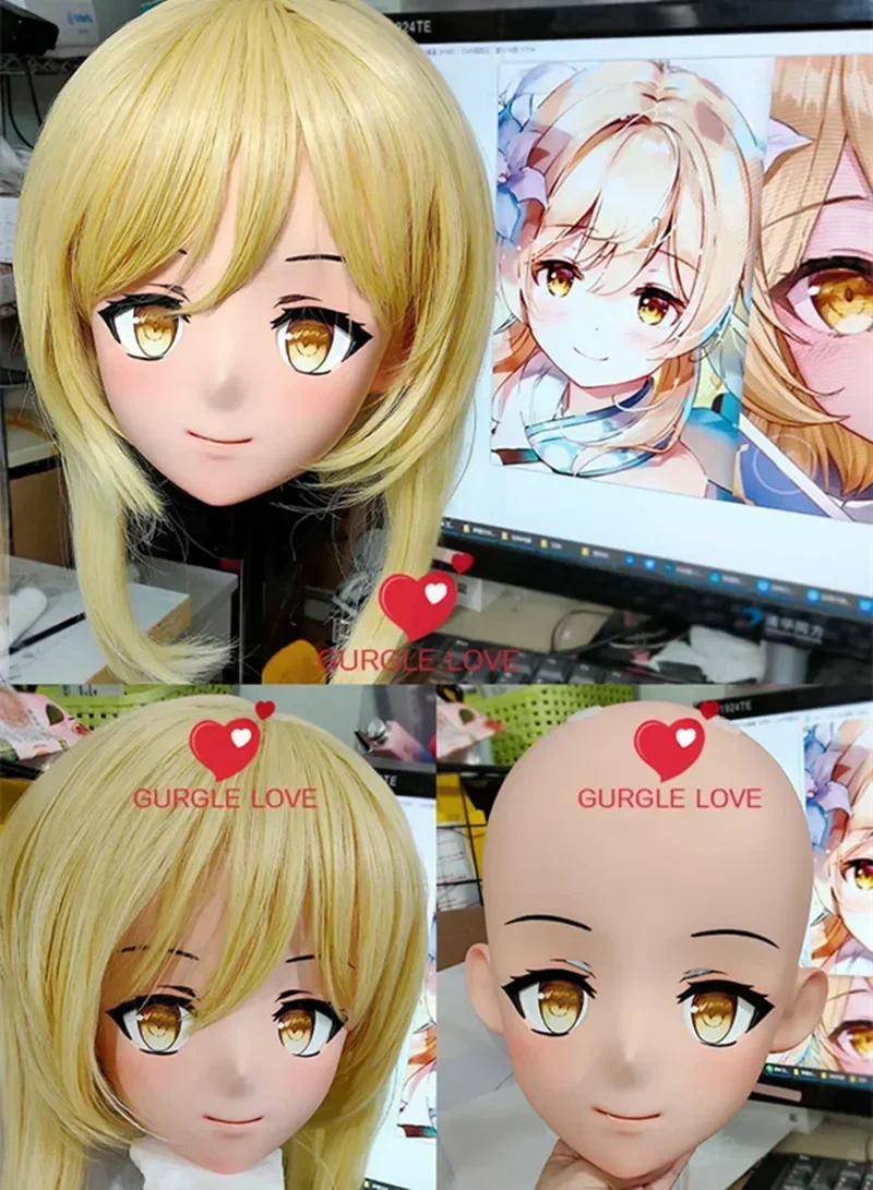(GL25) Custom Cartoon Character Resin Half Head Crossdress Cosplay Japanese Anime Hololive Aqua Vtuber Kigurumi Mask
