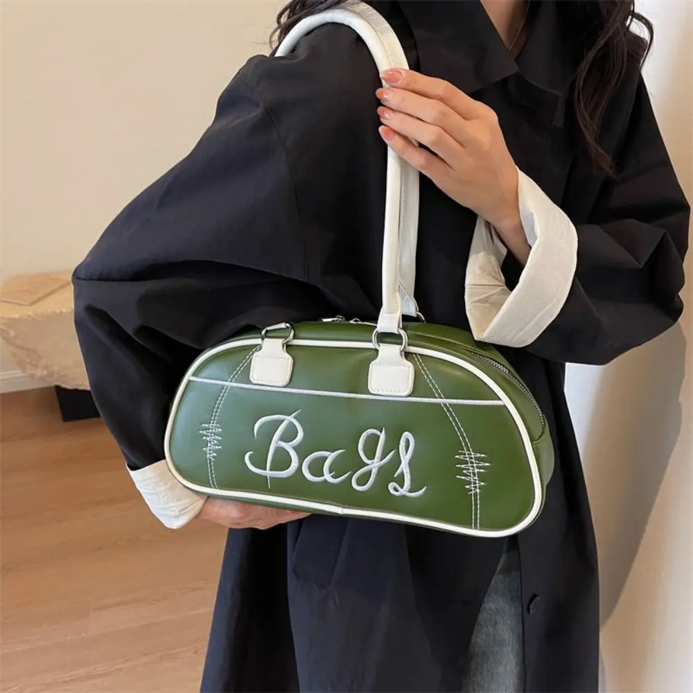 Retro Shoulder Bags New Solid Color PU Leather Underarm Bag Large Capacity Causal Messenger Bag Women