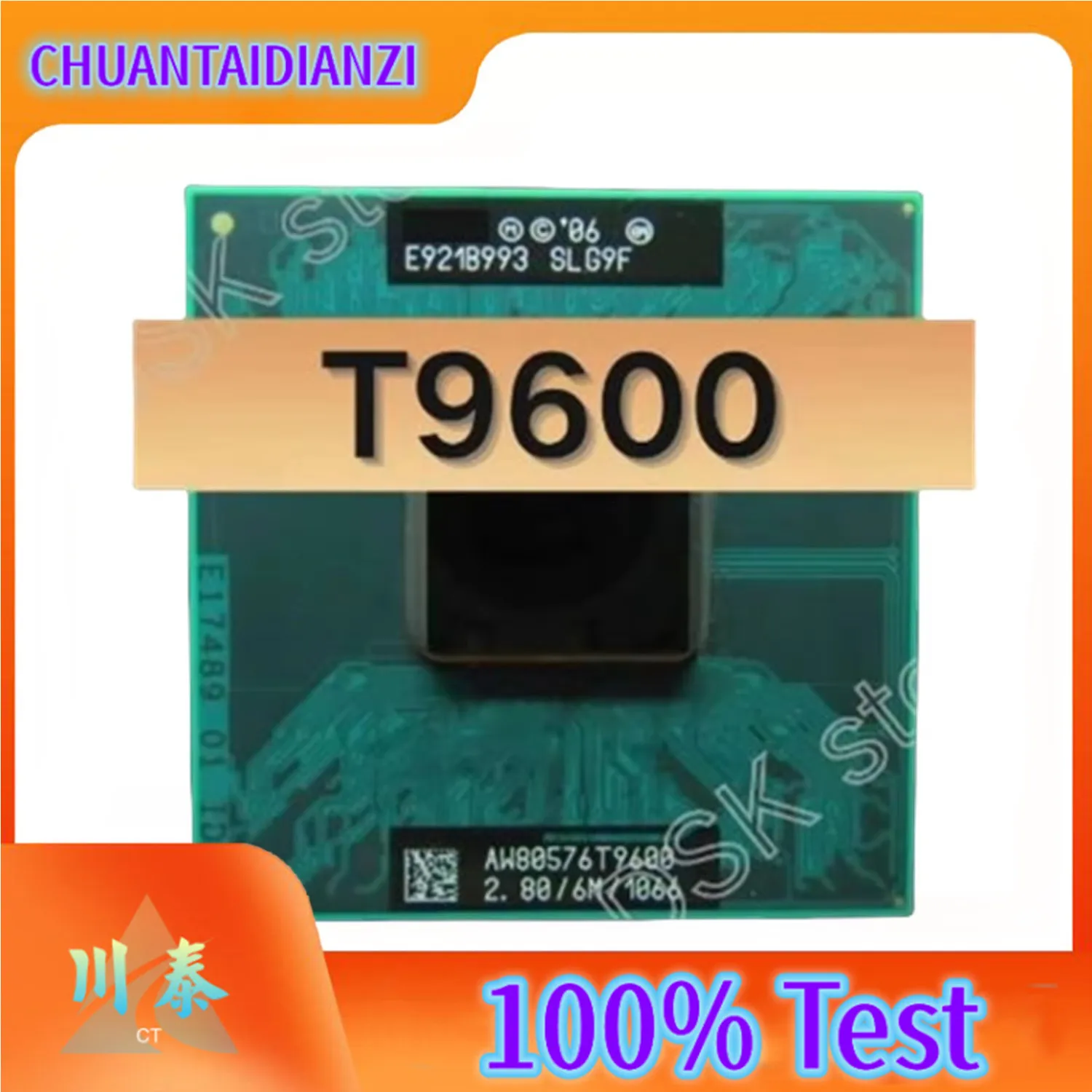 Core 2 Duo T9600 CPU Laptop SLG9F SLB47 6M Cache/2.8GHz/1066/Dual Core PGA478 GM45 PM45 Laptop Processor