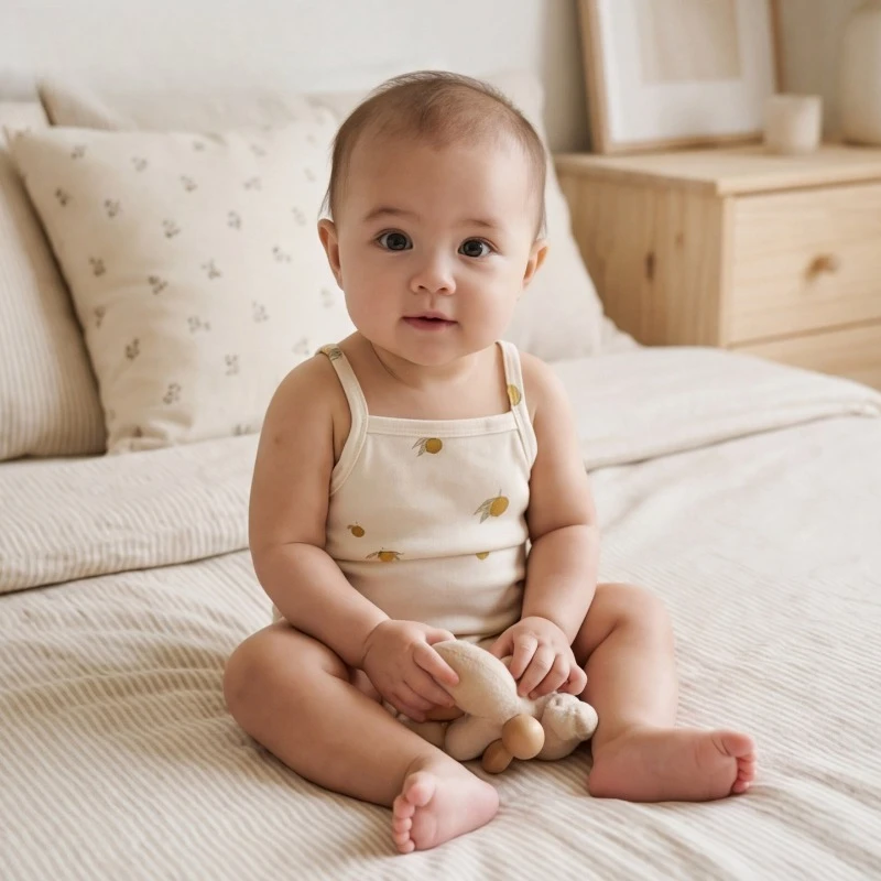 Hot Sale Nordis Style Thin Cotton Camisole Baby Bodysuit Summer Newborn Girl Triangle Romper