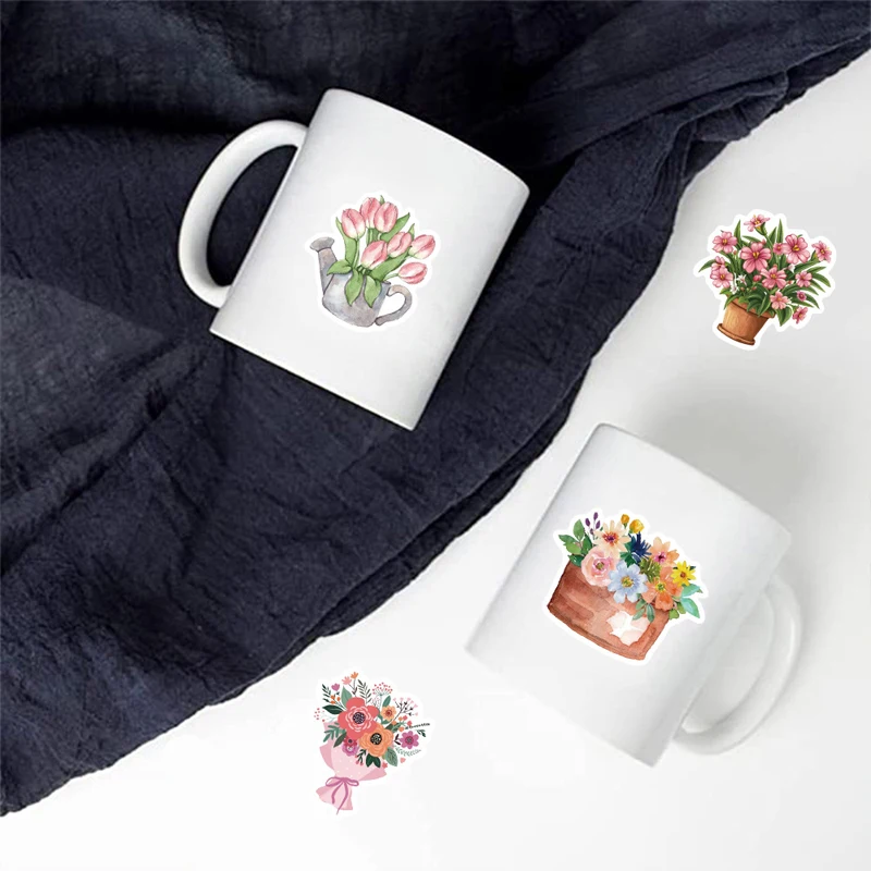 50PCS Flower Graffiti Stickers Flower Natural Decorative Decals Aesthetic Waterproof  Sticker Journaling Notebook Sticker Toys