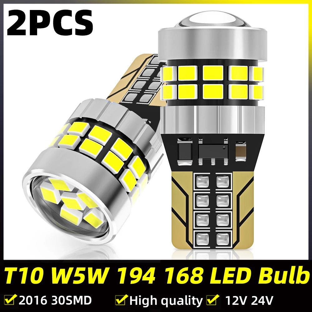 

2pc T10 W5W LED CANBUS 12V Car Side Interior Lights 168 194 2016 30SMD Car Dome Map Glove Reading Parking Width Light 24V