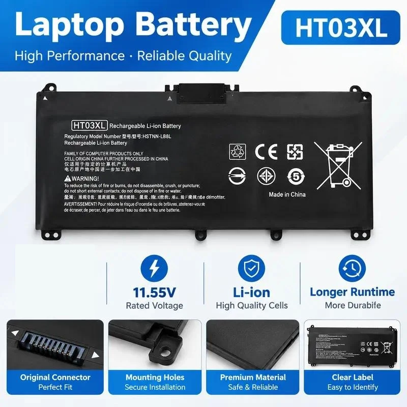 HT03XL Battery for HP TPN-Q207 Q208 Q209 Q210 Q221 Q222 Q242 Laptop Replacement Rechargeable Power Supply