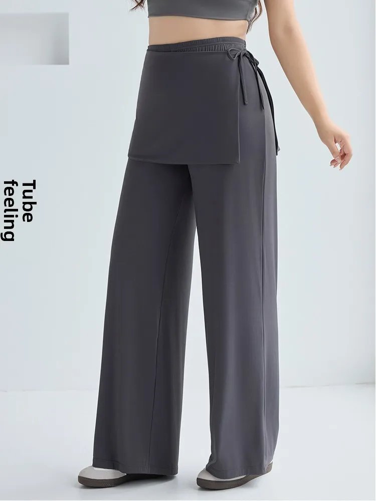 

New 2025 plus Size ark Skin Yoga Pants ey Ice Silk Straight Leg Thin Skirt Boting Puffy Cheeks Summer Outdoor Wear