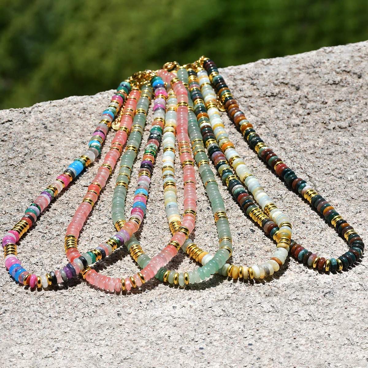 Colorful Natural Stone Beaded Necklace Bohemian Women\'s Fashionable Sweet And Personalized Handmade Jewelry Festvial Party Gift