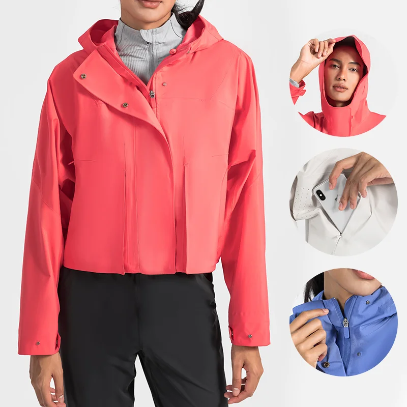 Giacca con cappuccio con cerniera a maniche lunghe personalizzata giacca a vento Softshell da donna giacche sportive impermeabili Activewear palestra Fitness Yoga cappotti