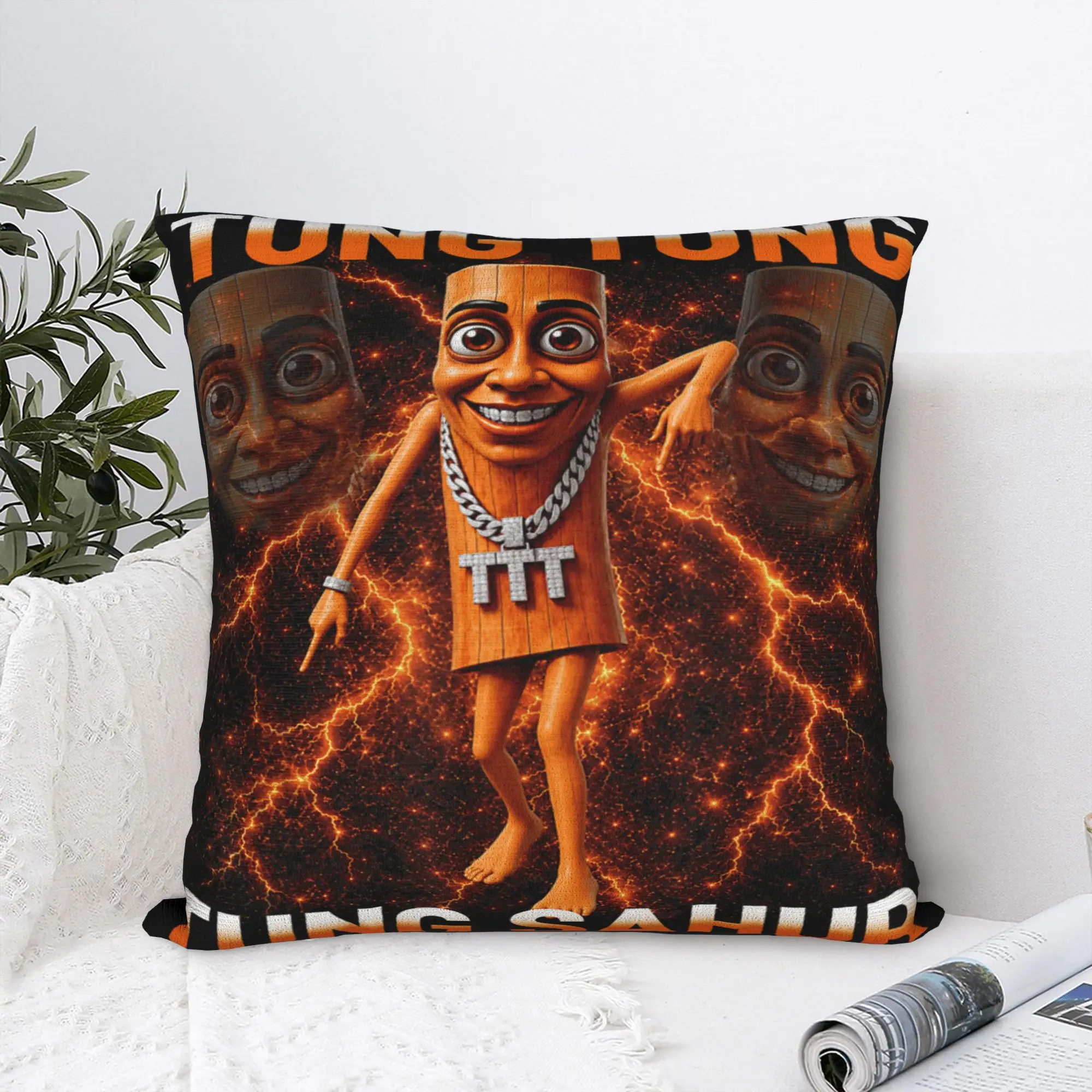 Tung Tung Tung Sahur is Calling Funny Viral Dance Meme Pillowcases Morden Pillow Case For Wedding Party Home Decor Pillow Cover