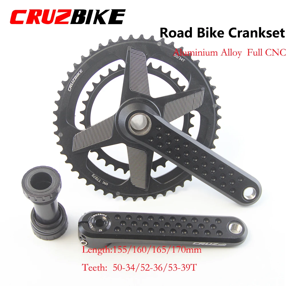 CRUZbike Road Bike Crankset 155/160/165/170/ Crank 9/10/11/12 Speed Double Chainring 46-30/48-32T with Bottom Bracket