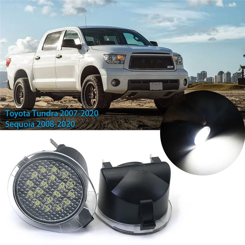 

2Pcs/Set CANbus Led Under Side Mirror Puddle Light fFor Toyota Tundra 2007-2020 Sequoia 2008-2020 White Car Products Accessories