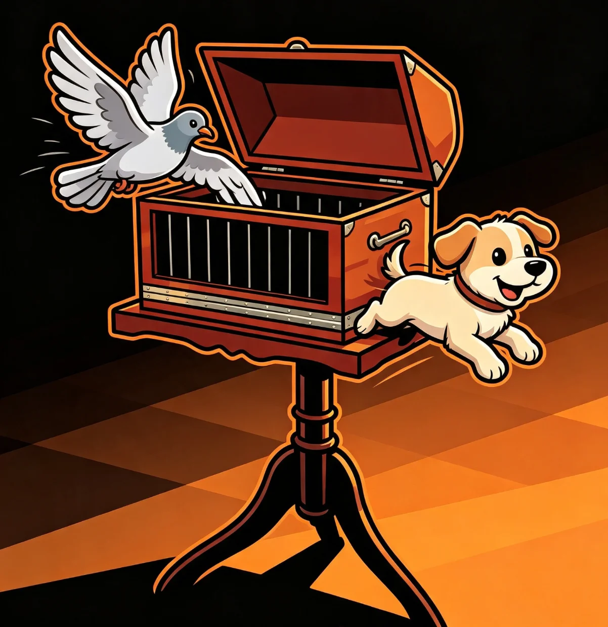 Professional Dove To Dog Magic Trick Prop Stage Animal Transformation Illusion Dove Production Equipment for Magicians Comedy
