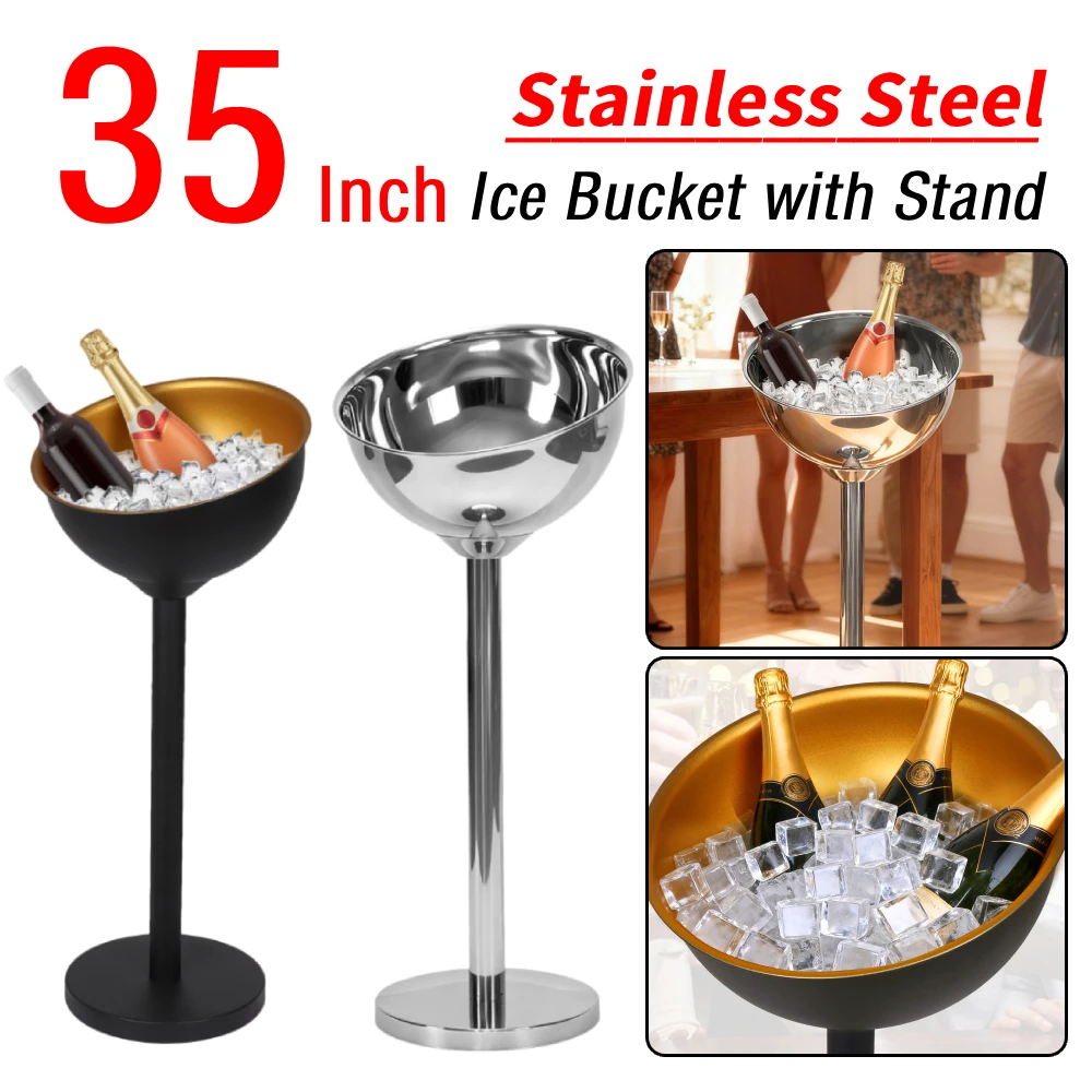 

Ведро для льда с подставкой, ведро для льда из нержавеющей стали, ведро для шампанского, вина, для вечеринки, бара, КТВ, домашние рестораны