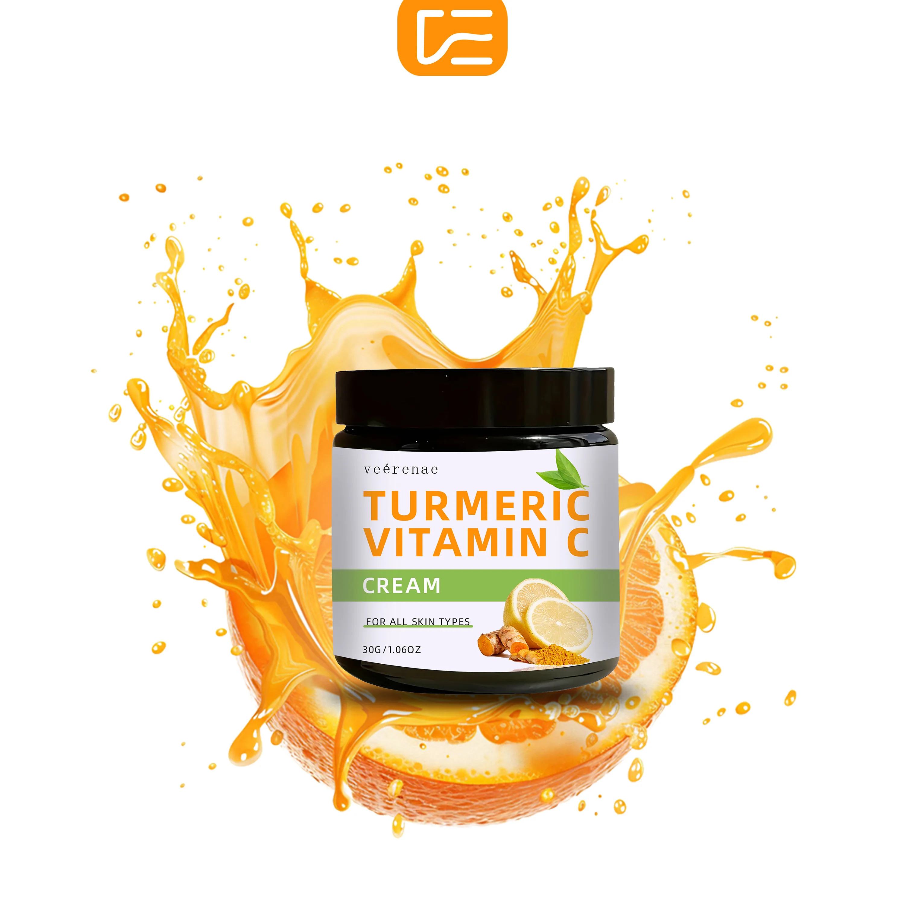 Turmeric & Vitamin C Cream - Fast-Absorbing, Non-Greasy Formula. Tightens, Firms and Smooths Skin in Minutes. For All Skin Types