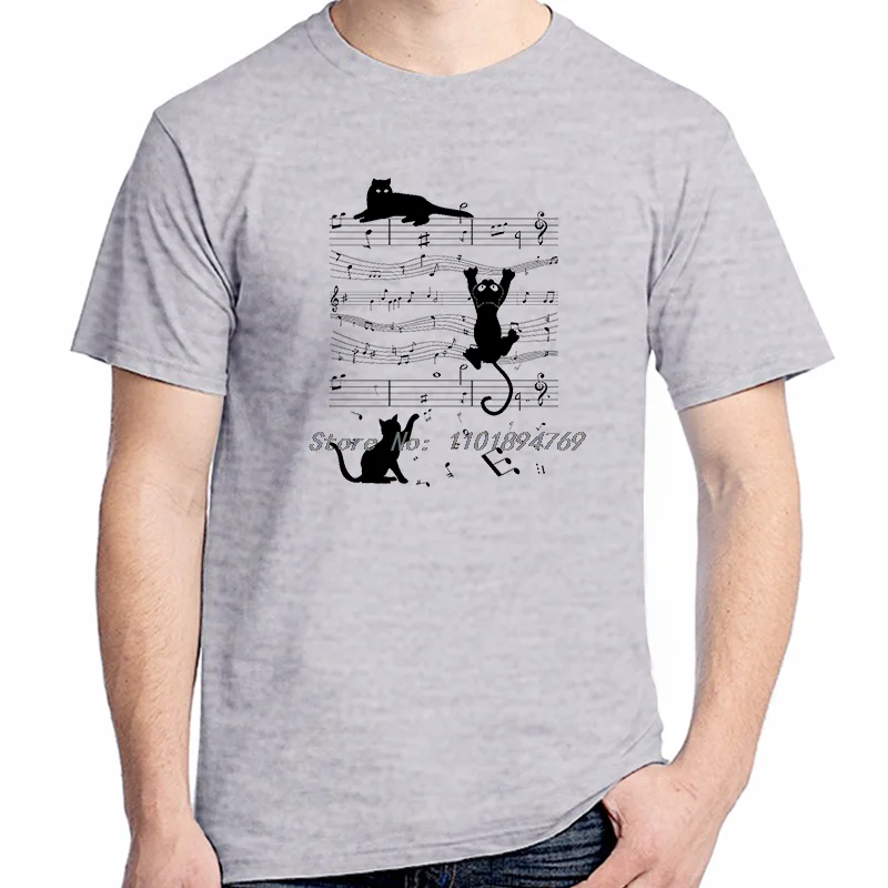 Black Cat Mischief Classic Graphic T Shirts Summer Fashion T Shirt Cotton Short Sleeve T-Shirt Tees Tops Streetwear Mens Clothes