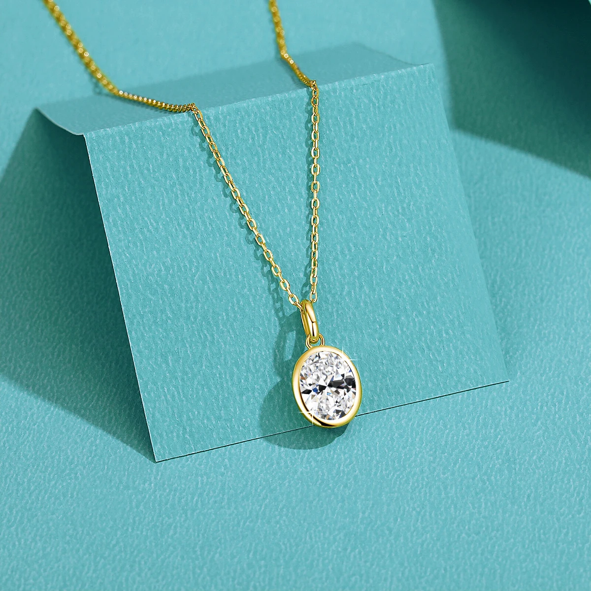 

AU585, золото 14 К, овальная огранка, муассанит, ободок, кулон, ожерелье для женщин, свадебная вечеринка, ювелирные изделия, подарок на день Святого Валентина