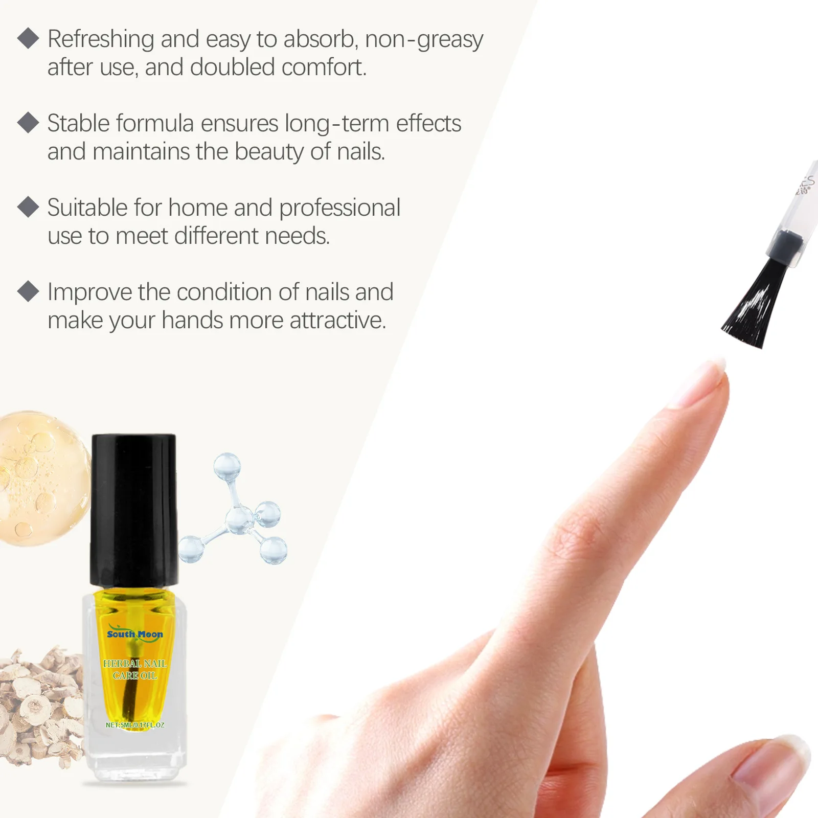 South Moon Herbal Nail Oil Soften Cuticle Strengthen Nails Repair Dry Damaged Nails Fast Absorb Deep Nourishing Nail Care Oils view 2