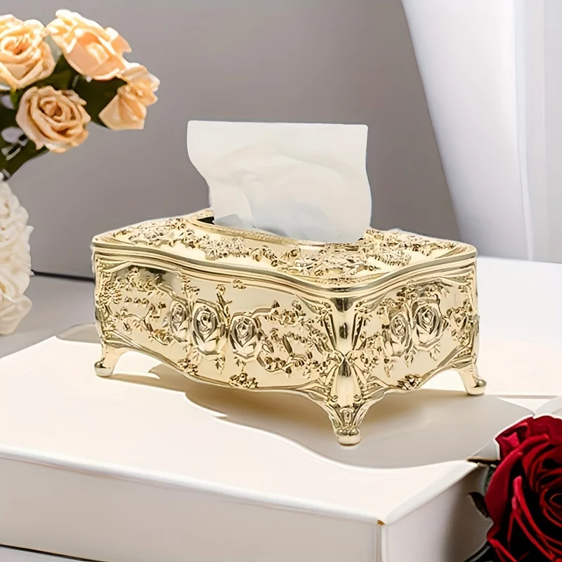 1 piece of golden creative tissue storage box, dining table tissue storage rack, kitchen and bathroom tissue box