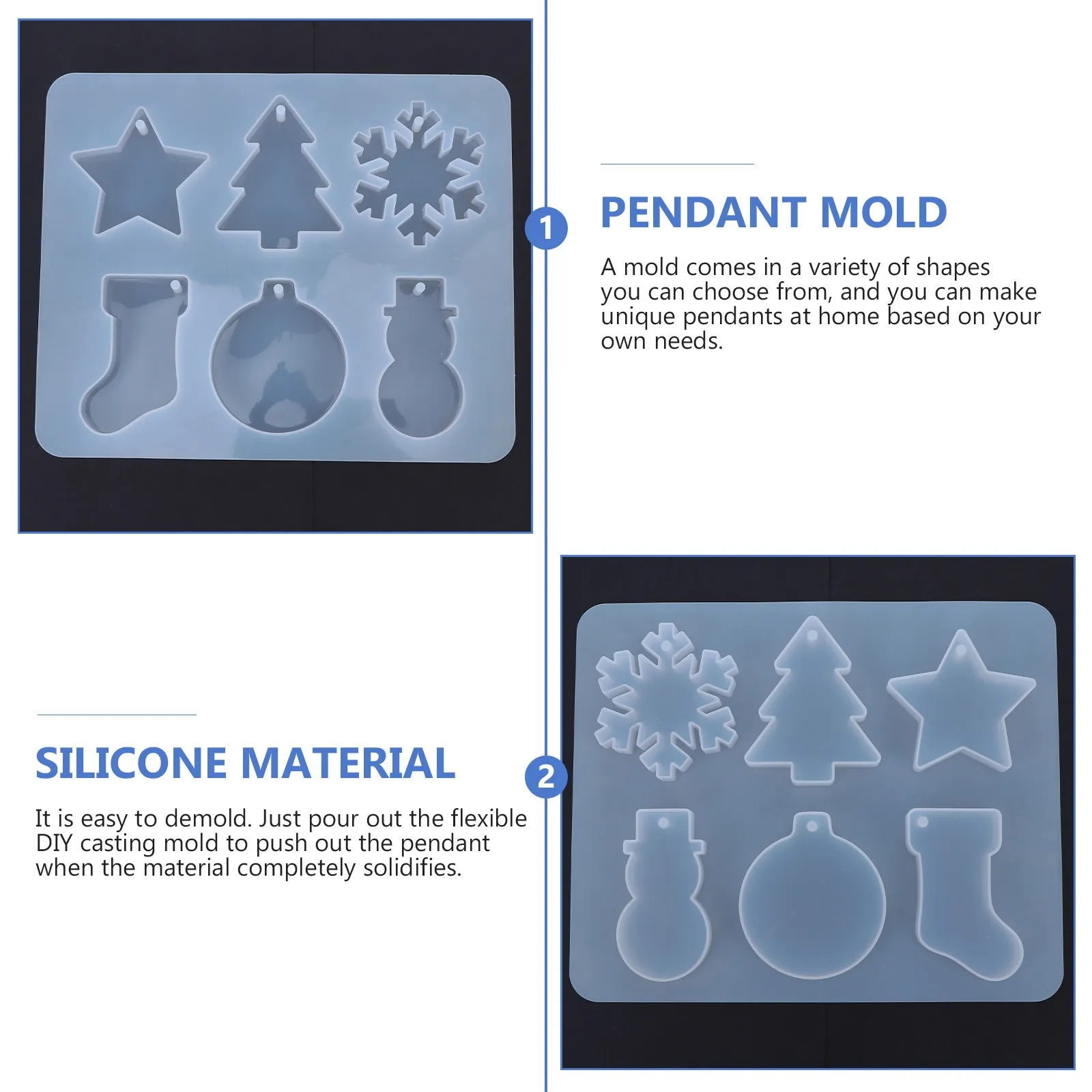 

1Pcs Flexible Silicone Snowflake Snowman Pendant Mold DIY Handmade Hanging Pendant Mold for Christmas Keychain Ornament