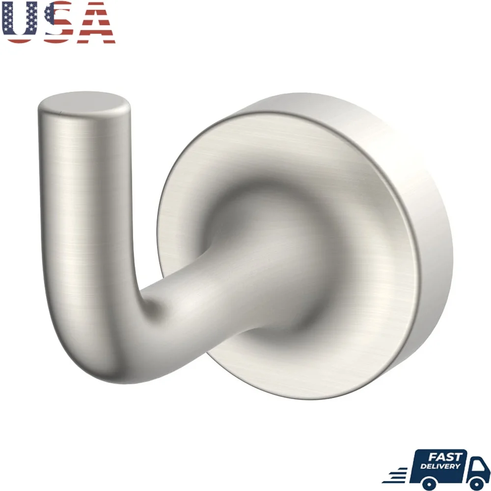 

Сатиновый никель, настенный крючок для халата, простая установка, устойчивый к ржавчине органайзер для ванной комнаты, чистый дизайн, фурнитура в комплекте, прочный и