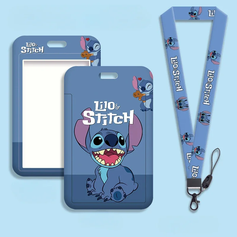 Pemegang kartu Disney Stitch kartun pelajar Stitch lucu plastik ABS kerajinan embos pria dan wanita tas kartu ID kartu Bank