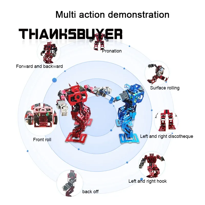 Metal 15 Dof Biped Robot With Digital Steering Gear Humanoid Robot Fighting Robot Remote Control Battle For Arduino Program