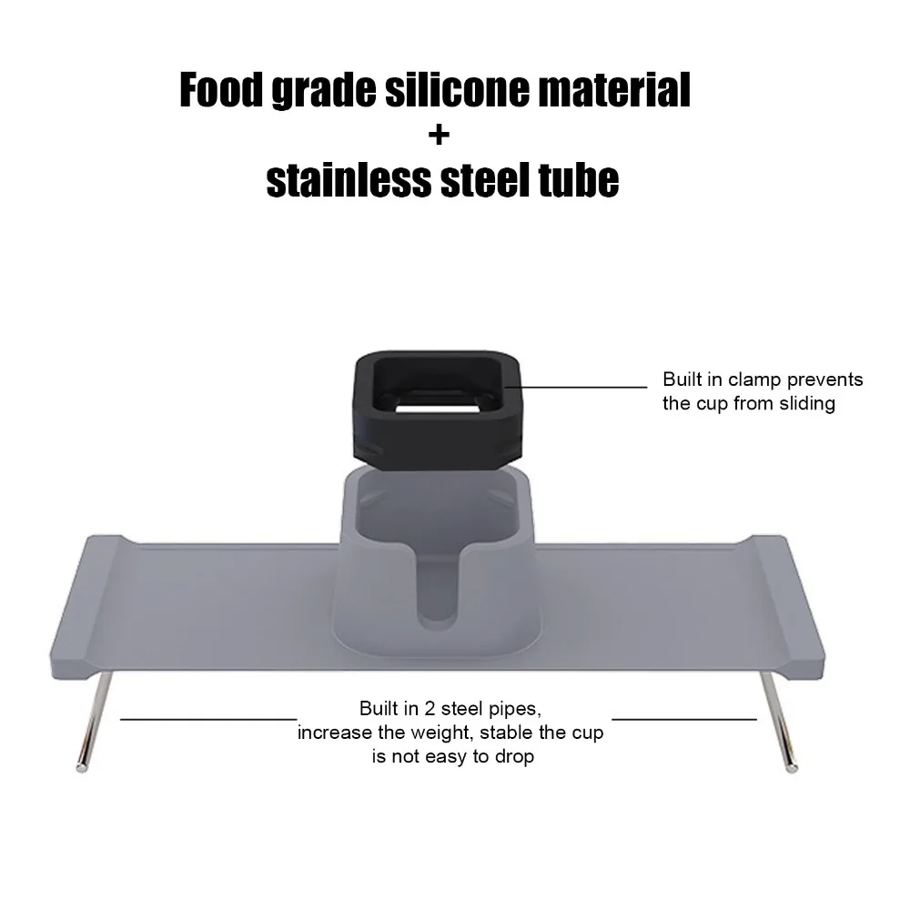 

Soft Silicone Sofa Cup Holder Flexible Foldable Anti-slip Matte Surface Coffee Cup Storage Tray Embedded Cup Slot