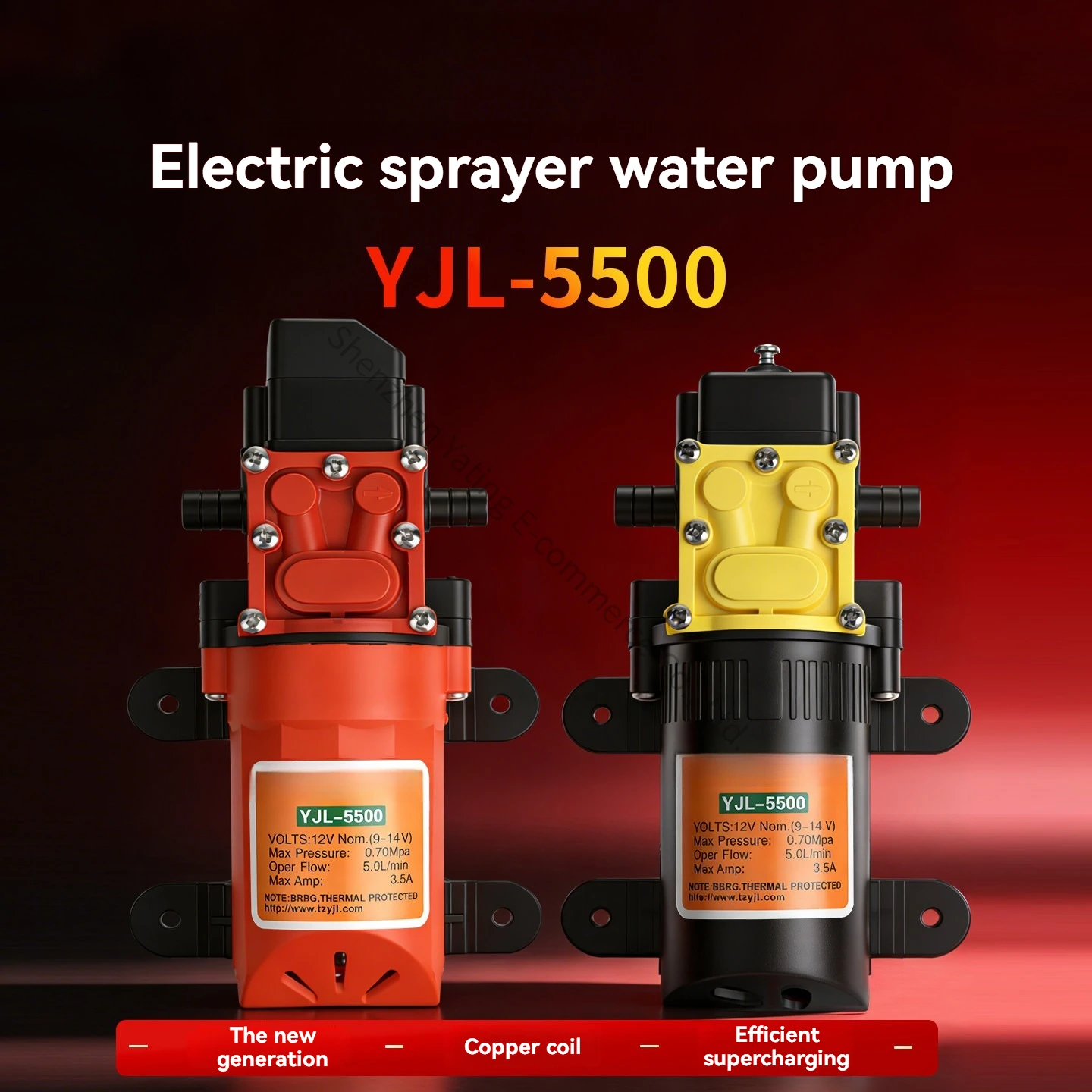 Electric Sprayer Pure Copper Wire Water Pump 12V Diaphragm Pump Medicine Back Accessories 5500 New High Pressure Self-priming