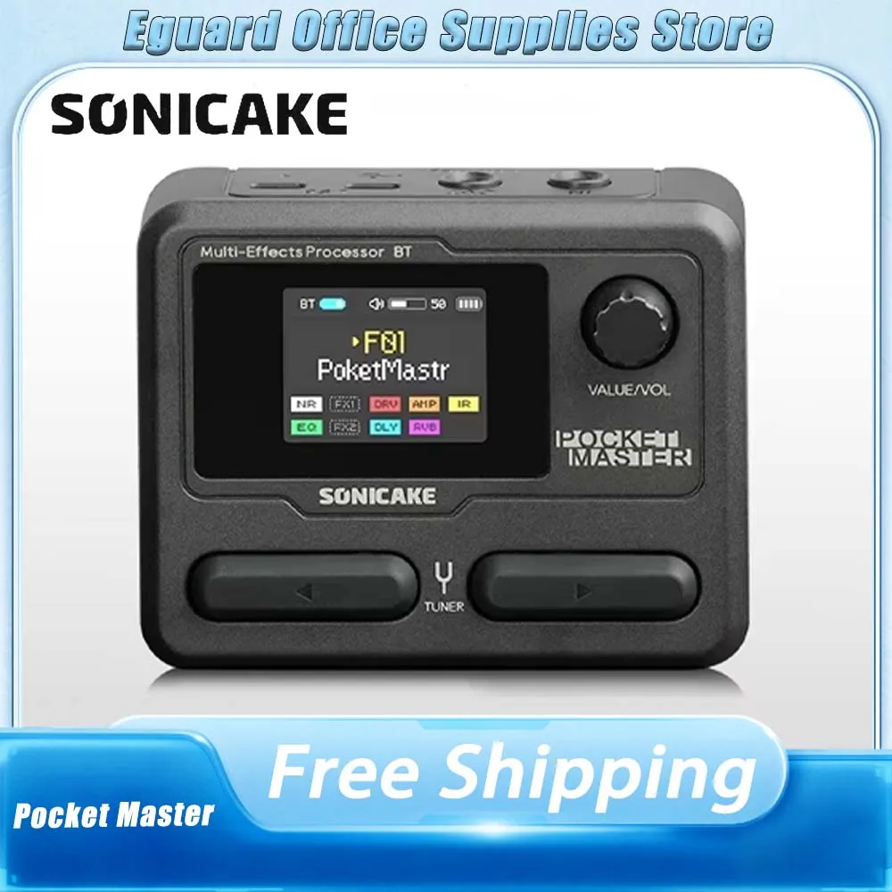 SONICAKE Pocket Master Electric Guitar Bass Amplifier Customized 1.77 LCD Screen Modeling IR Multi-Effect With OTG Looper Gifts